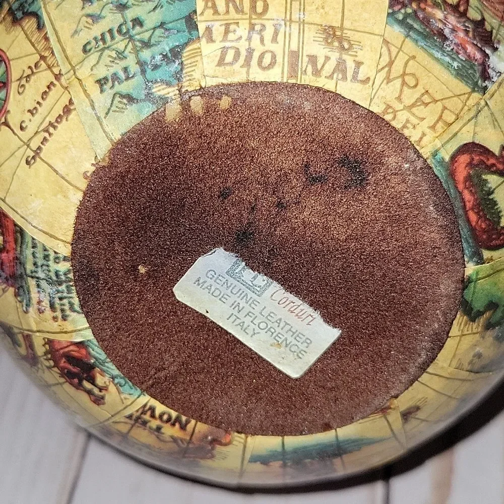 Vintage Fausto Corduri Old World Map 2 Wine Decanter Bottles Florence Italy